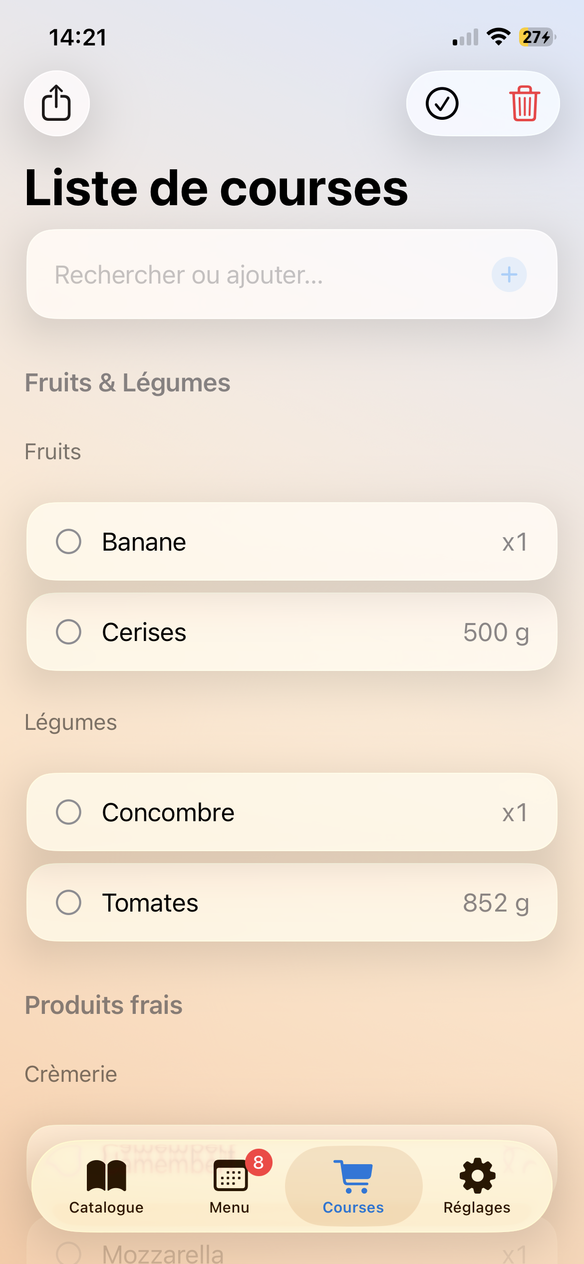 Liste de courses intelligente